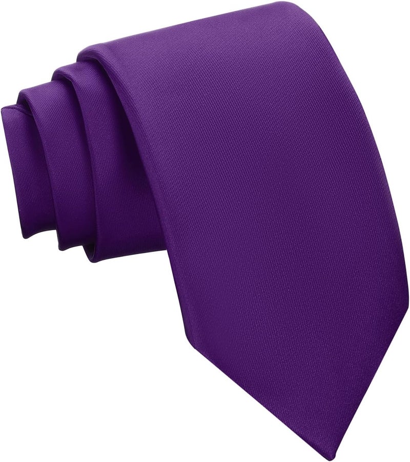 Murong Men's Ties Solid Color Pure Polyester Plain Fine Stripes Necktie Ties For Men - Image 1